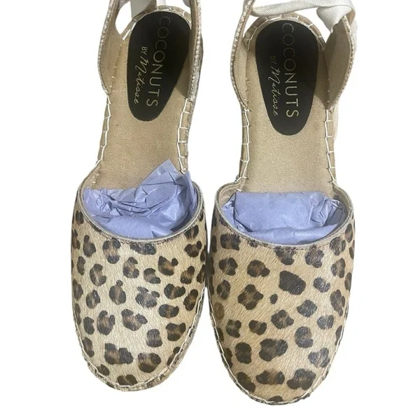 Coconuts Matisse Brown Animal Print Espadrille Wedge Sandals Vacation sz 9M NIB