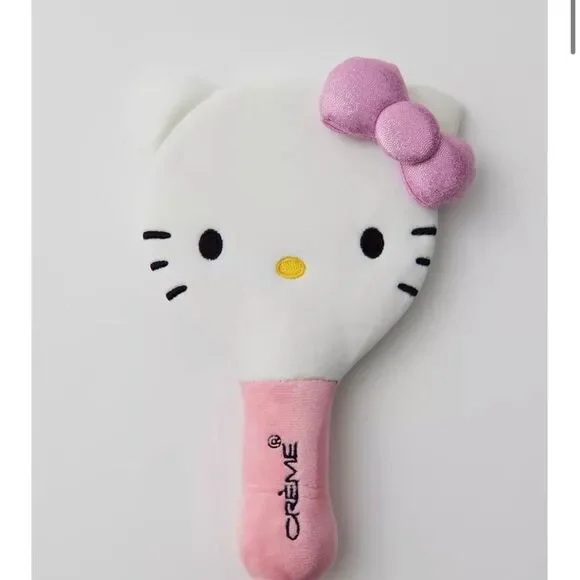 Le/se hello kitty x creme shop plush handheld travel vanity mirror