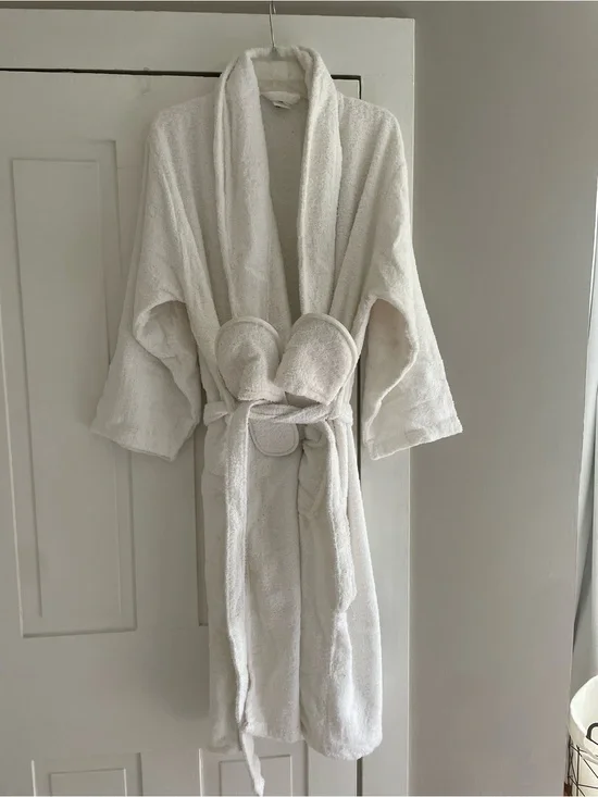 BioLinen Bath Robe with Belt and Slippers