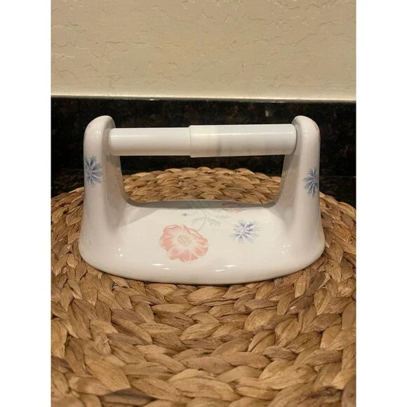 Vintage Porcelain Bathroom Floral Toilet Paper Holder