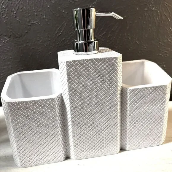 Soho Textured White Soap and Lotion Dispenser Organizer
