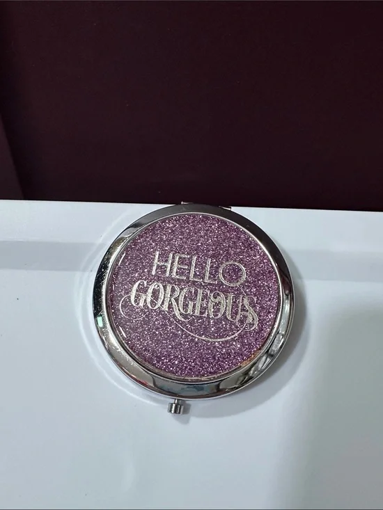 Hello Gorgeous Glitter Compact Mirror - Purple