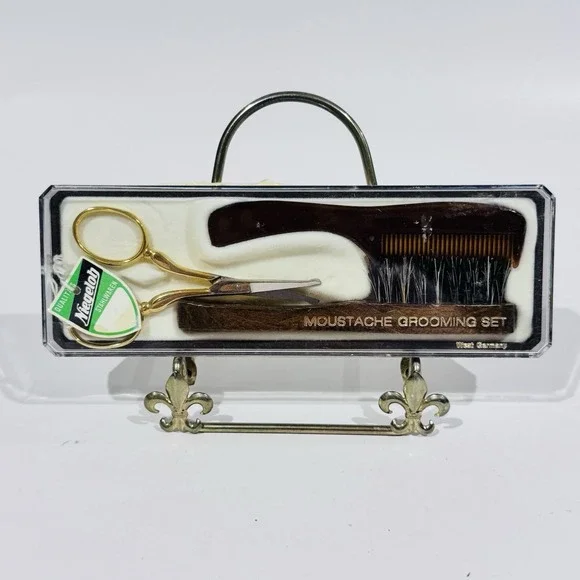 Vintage Niegeloh West Germany Mustache Grooming Set In Original Box‎ - Read
