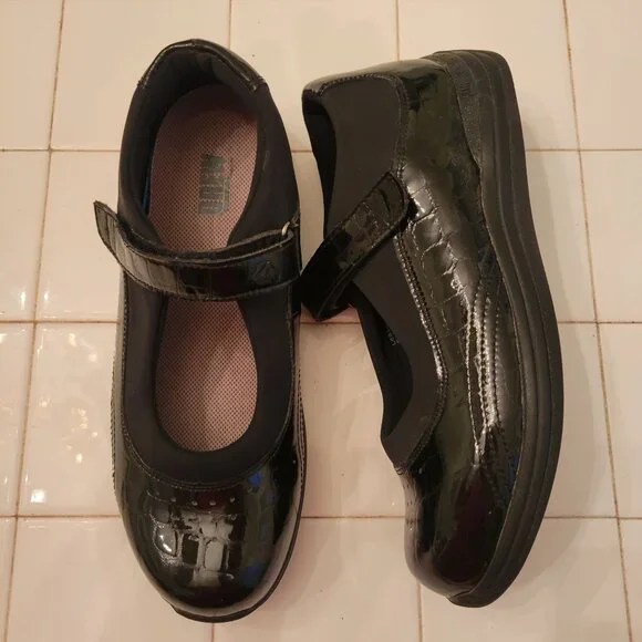 Drew Orthopedic Shoes 9.5W Black Patent Leather Mary‎ Jane Comfort ROSE