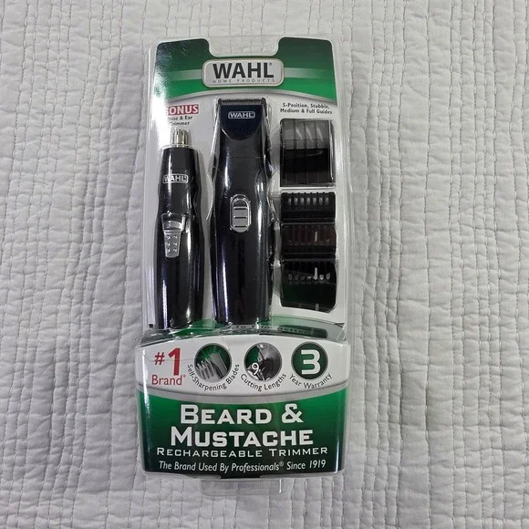 Wahl Beard Mustache Rechargeable Trimmer Nose Ear Hair Grooming Kit NWT 9916-817