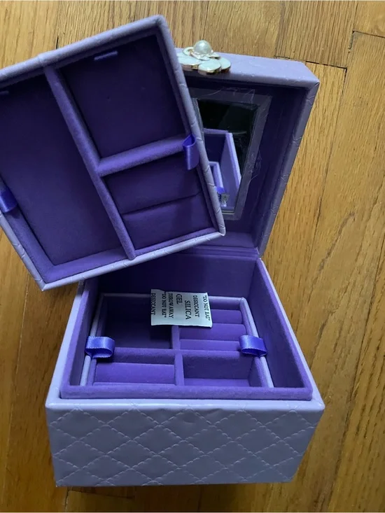 Purple Jewelry Organizer Box with Mirror - Unbranded Velvet Finish