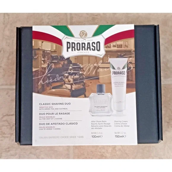 Proraso Classic Shaving Duo Box - Green, Red, White - Refresh, Coarse, Sensitive