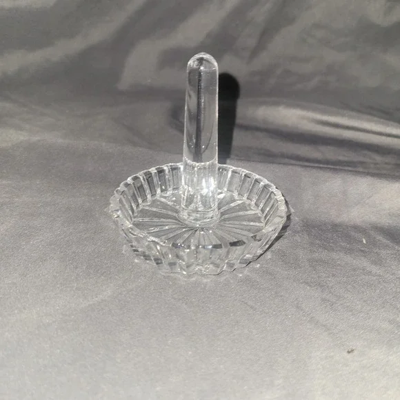 Clear Lead Glass Crystal Ring Holder Trinket Tray Jewelry Keeper Tabletop