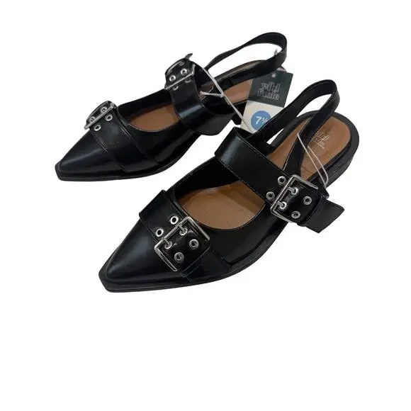 Wild Fable 7.5 Peyton pointed toe double buckle slingbacks 3630
