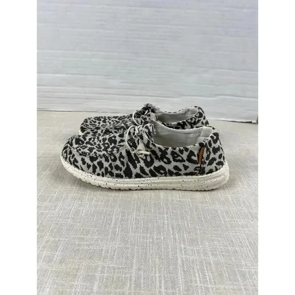 Hey Dude Shoes Wendy Woven Cheetah‎ Gray Womens Sz 7