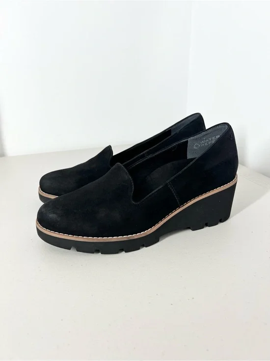 Vionic Willa Wedge Water Repellent Black Slip On Loafers 7.5