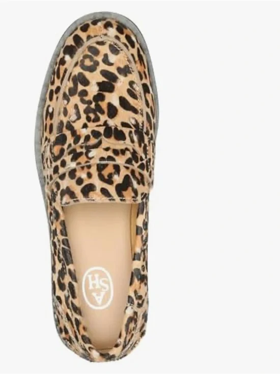 ASH Winona Leopard Calf Hair Penny Loafers with studs - Size 7 NWOT 9.5” insole