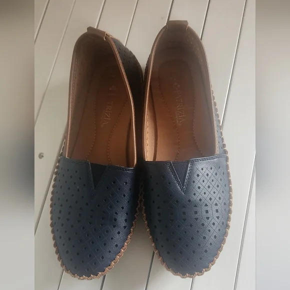 Patrizia By Spring Step Navy Perforated Loafers Size 8