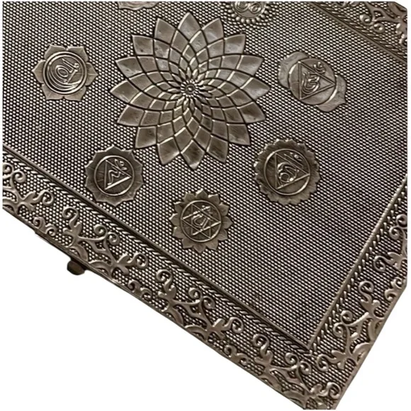 5/$25 Silver Embossed Chakras Decorative Jewelry Box