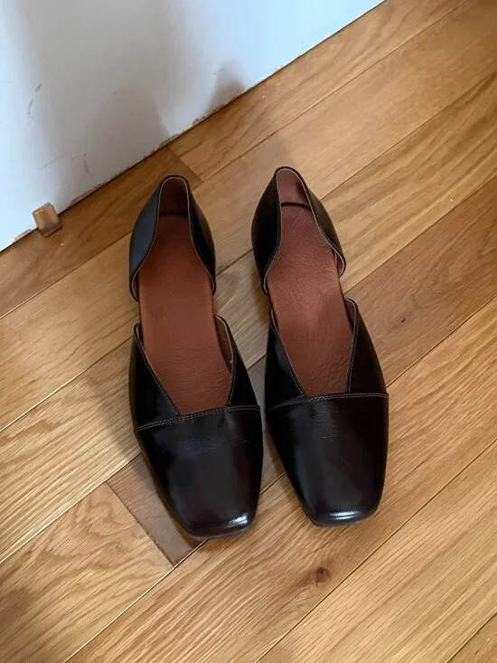 Custom Made Square Toe Leather Ballet Flats