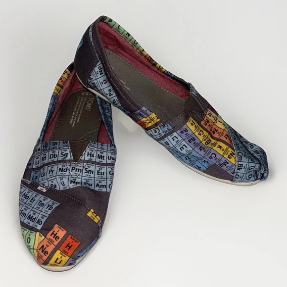 TOMS Periodic Table Alpargata Slip-on Shoes Chemistry/Science Print Size: 9.5