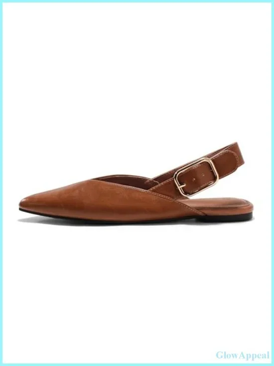 Faux Leather Slingback Flats Mules for Women Slip On
