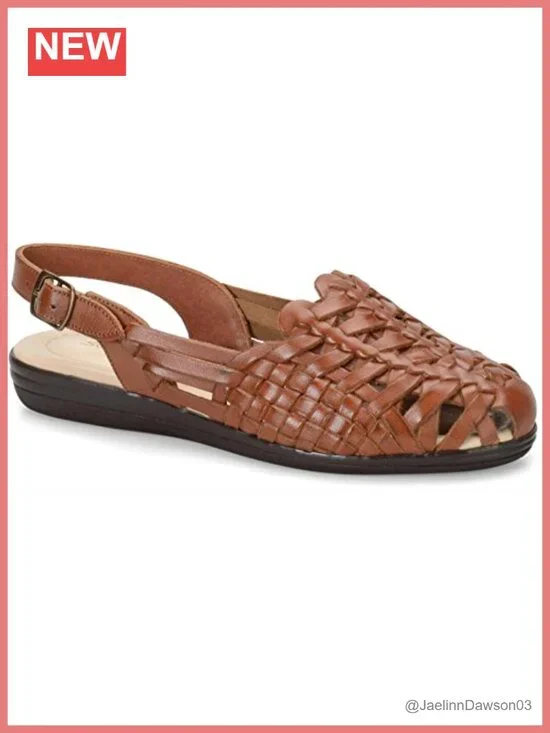 Womens Comfortiva Softspots Leather Slingback Flats with Cushioned Footbed