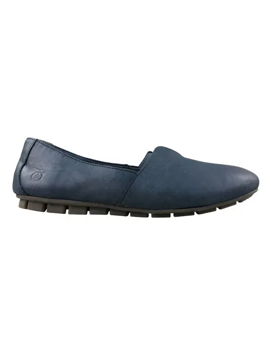 Born Women's Size 9M Sebra Denim Blue Leather Round Toe Slip On Flats Shoes