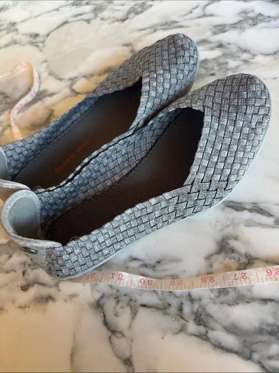 Bernie Mev Catwalk Pewter Woven Memory Foam Flats EU 39 US 8-8.5