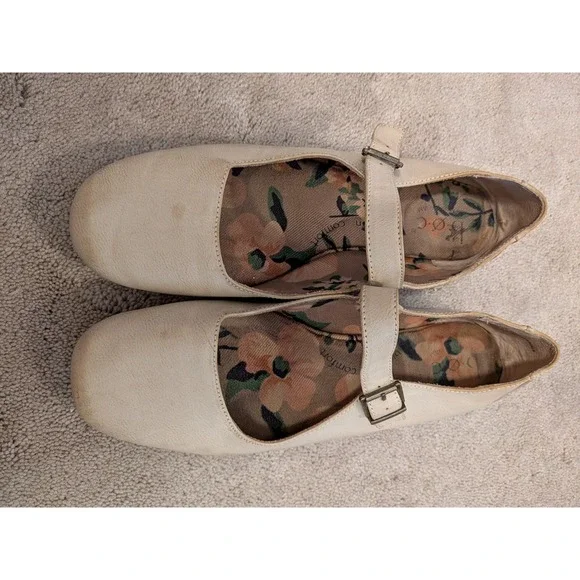 BOC Womens Mary Jane Flats Cream Buckle Strap Floral Lining BC0026379 Size‎ 11M