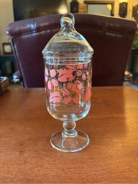 Handpainted Footed Apothocary Jar vintage