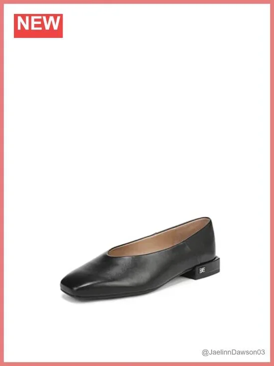Women's Kasey Square Toe Ballet Flats Leather Slip-On Low Heel
