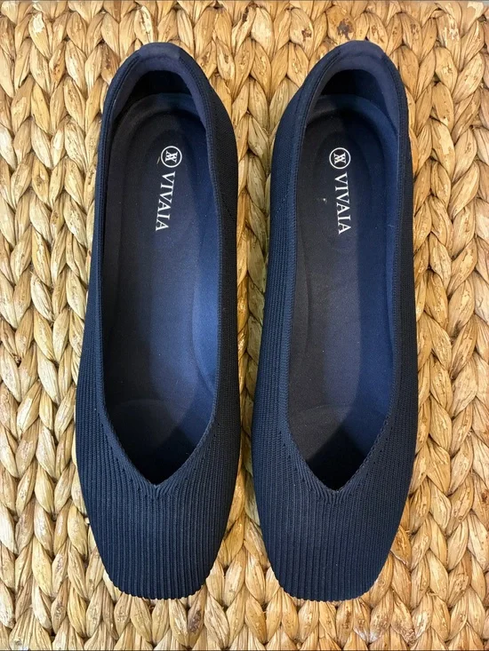 VIVAIA Women's Navy Blue Knit Slip-On Ballet Flats