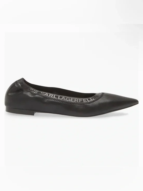 Karl Lagerfeld Black Pointed Leather Ballet Flat 6
