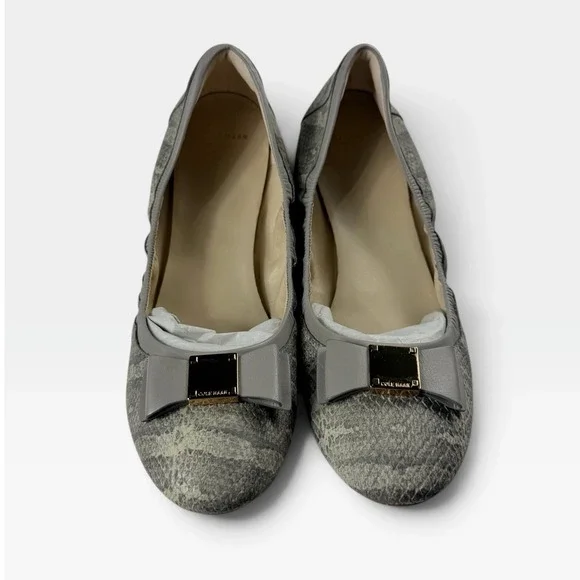 Cole Haan Tali Bow Ballet Flats Womens 10.5 B Paloma Snake Print D44295 New