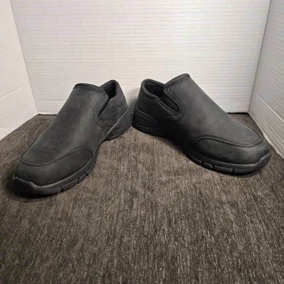 LANDS END Womens Loafer Black Suede Leather Upper Slip On Comfort Size 7.5D