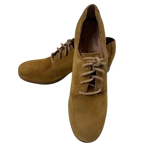 Born Womens Tan Suede Lace Up Oxford‎ Shoes D07137 Size 8 Handcrafted Comfort
