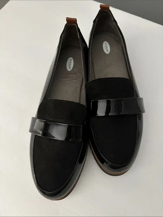 Dr. Scholl’s Black Patent & Suede Loafers for Women