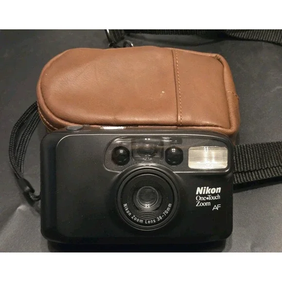 Nikon One Touch Zoom AF Point & Shoot 35mm Film Camera Working Leather Case Inc