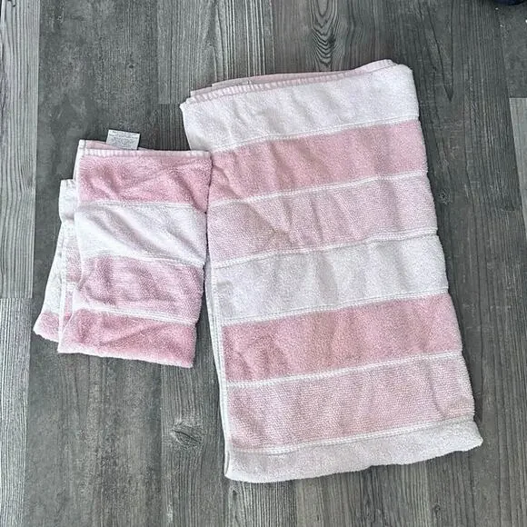 caro home pink striped towel set