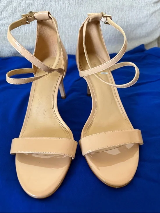Michael Kors Beige Patent Ankle-Strap High Heel Sandals