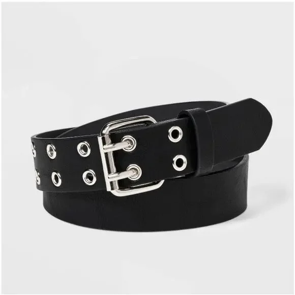 Art Class Girls Belt Size Medium Black With Silver Grommets NEW