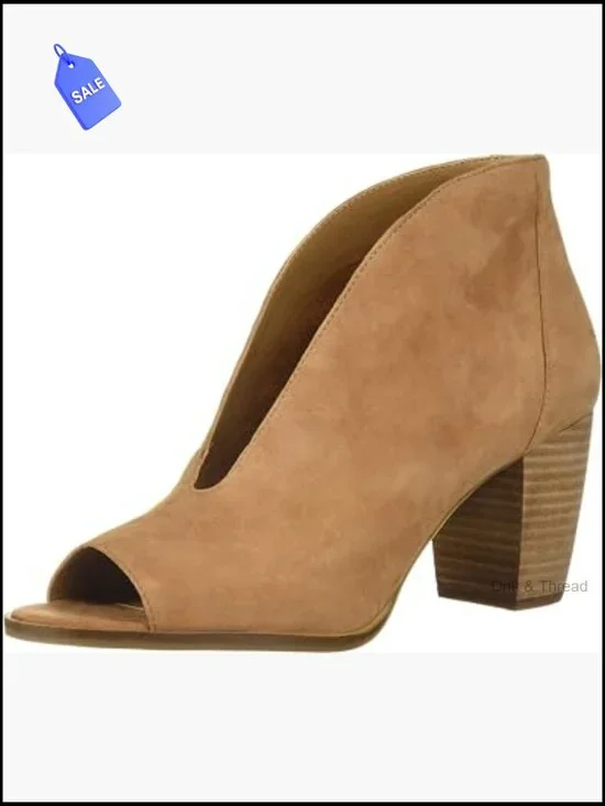 Women's Leather Block Heel Pumps Open Toe Ankle Strap 3.25 Inch Heel