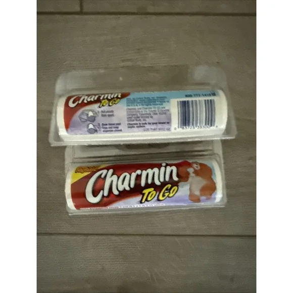 2 Vtg Charmin To‎ Go Toilet Paper 1-Ply Bath Tissue 55 Sheets Pull out Dispenser