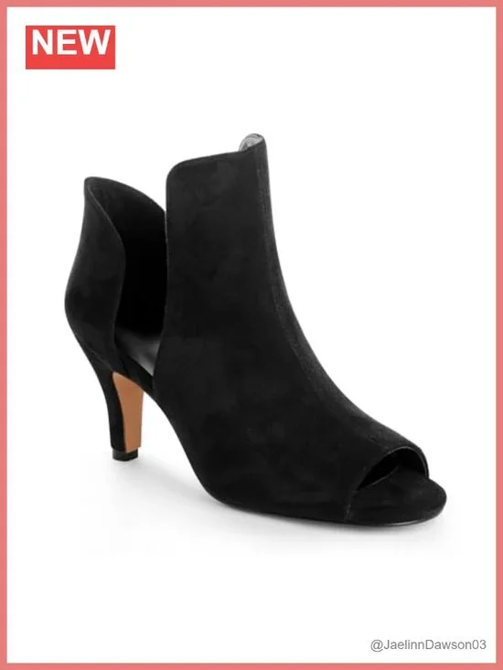 Faux Suede Peep Toe Heeled Sandals Slip On Mid Heel Ankle Booties Women's