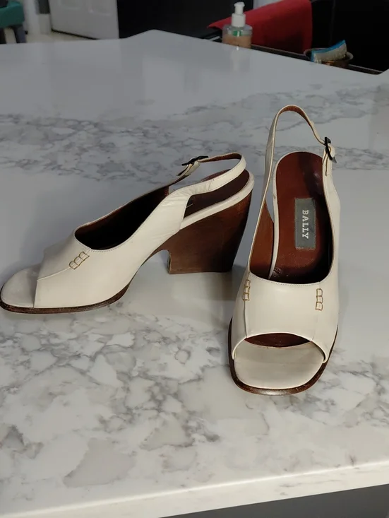 EUROPEAN BALLY LEATHER SLING BACK HEELS US Sz8