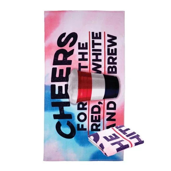 Spirit of America Cotton Blend‎ Red White Brew Patriotic Graphic Print Quick Dry