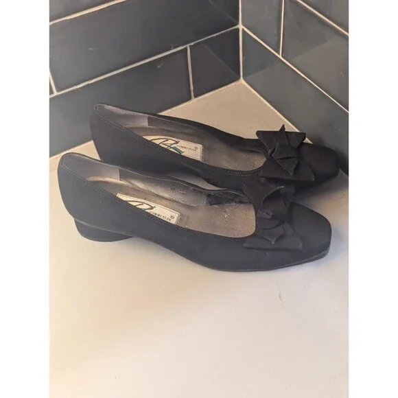 Vintage ROS HOMMERSON BLACK FEIL Pumps MULES LOAFERS CHUNKY Heels‎ SHOES SZ 7