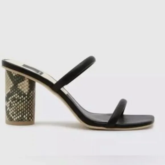 DOLCE VITA Noles Leather‎ Snake Print Heel Black/Brown Sz 8