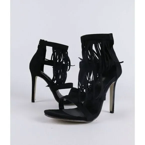 Strappy Fringe Heels