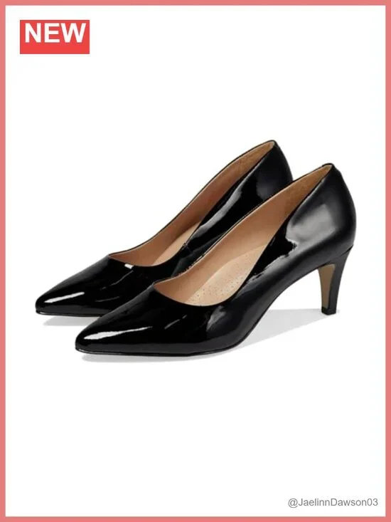 Women's Block Heel Pump with Gel Insole Faux Leather Sole