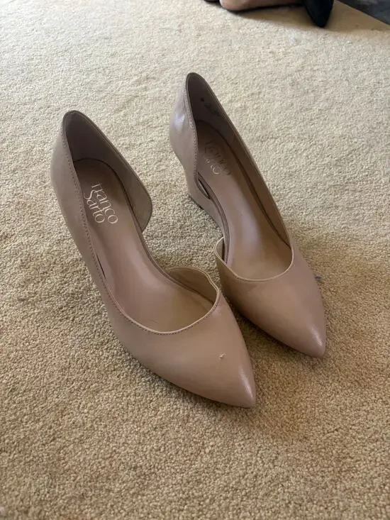 Franco Sarto Felice Nude Leather Pointed-Toe D'Orsay