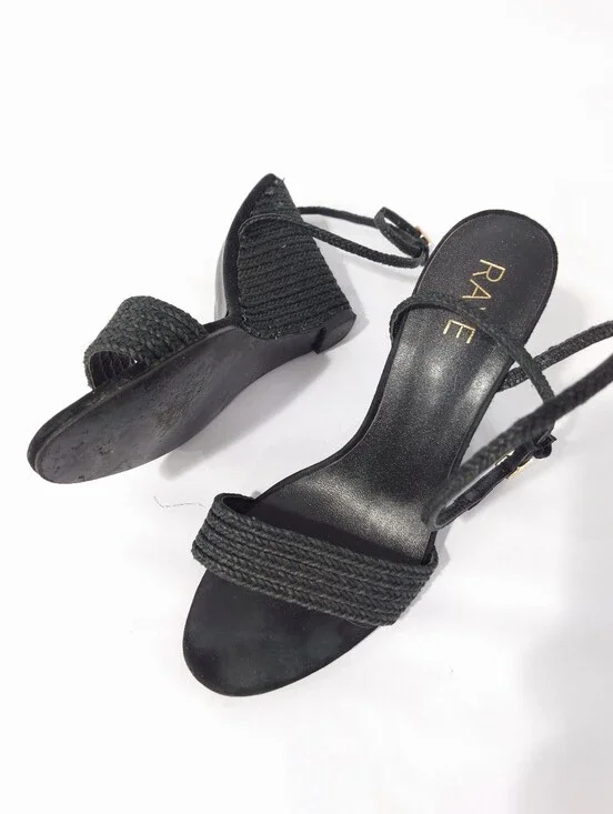 RAYE Black Woven Wedge Sandals Size 8.5