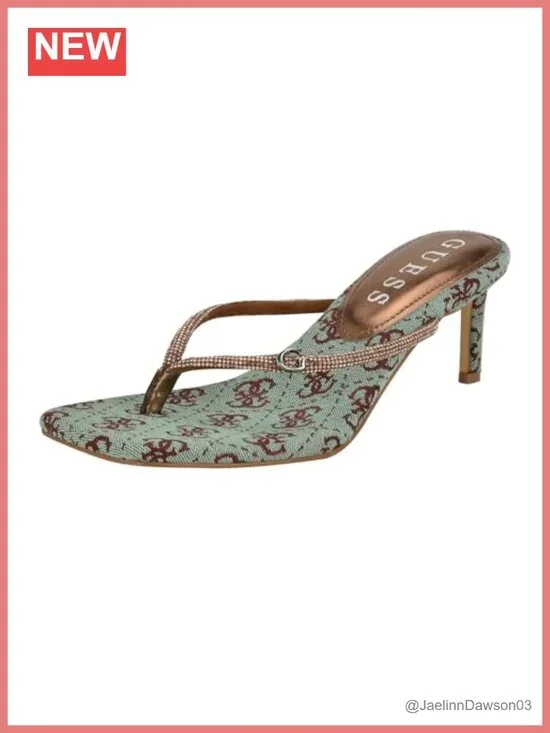 GUESS Mayan Square Open Toe Heeled Sandals Cushioned Footbed Synthetic 2.5