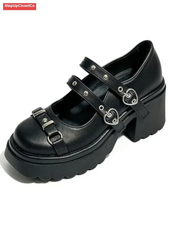 Lolita Platform Mary Jane Heels Kawaii Bow Lace Pearl Pumps